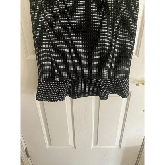 White House Black Market Black Sleeveless Polka Dot A-Line Dress Size 14 - Picture 5 of 6